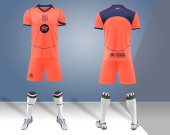 Football kit for kids and adult - FC Barcelone orange and blue (T-shirt AND short included)