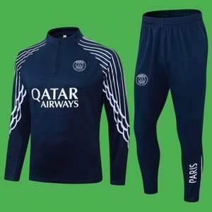 Football Kit Kids and Adult - Paris Saint Germain blue white half-zipper Special edition