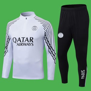 Football Kit Kids and Adult - Paris Saint Germain white blue half-zipper Special edition
