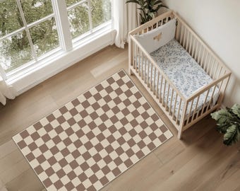 Tapis Design 60x110 Cm - Motif Carreaux Cerf Beige/berbère - Neuf Avec étiquettes