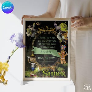 Shrek Birthday Invitation: Ogre Party Invite Editable Digital Canva Template Printable Invitation Instant Download