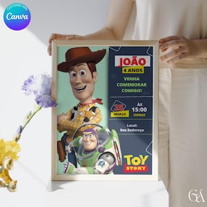 Toy Story Birthday Invitation: Woody & Buzz Party Invite Editable Digital Canva Template Printable Invitation Instant Download