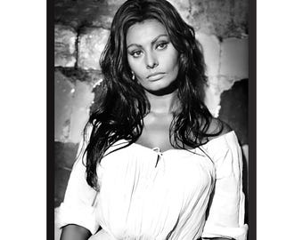 Stampa fotografica vintage di Sophia Loren: vecchia arte murale glamour di Hollywood