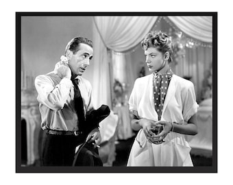 Stampa fotografica d'epoca di Lauren Bacall e Humphrey Bogart: poster classico di Hollywood
