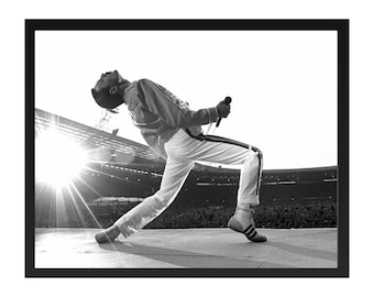 Vintage Freddie Mercury-fotoafdruk: rockmuziekposter