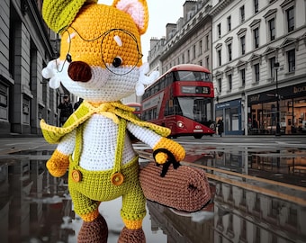 Crochet Fox Sherlock Doll: Handmade Detective Amigurumi Toy