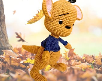 Whimsical Baby Kangaroo Amigurumi - Handmade Crochet Toy for Pooh Fans