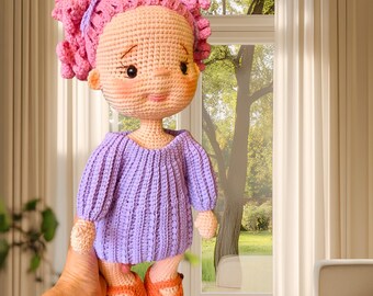 Handmade Crochet Amigurumi Doll – Poseable 14-Inch Nursery Decor