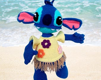 Unique Stitch-Inspired Amigurumi Doll | Handmade Crochet Toy with Bendable Frame