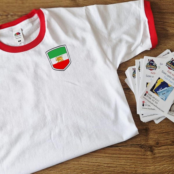 Iran Sun and Lion Flag Personalised Football Concept Ringer T-shirt