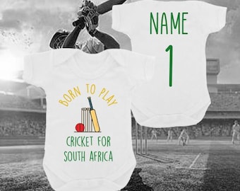 Born to Play Cricket for South Africa Personalised Bodysuit