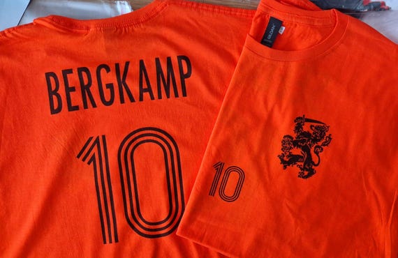 Dennis Bergkamp Netherlands Football Fan T-shirt in Adults and