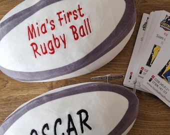 Rugby Ball Soft Toy Personalised Embroidered Mumbles Plush Toy