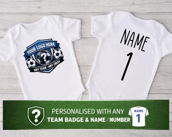 Personalised Football Bodysuit for Baby Gifts, Father's Day, Mother's Day, Birthdays, Baby Showers etc