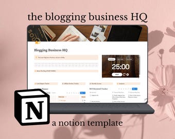 Blogging Business HQ Notion Template | Blog Planner for Bloggers | SEO Keyword Tracker, Content Planner, Affiliate Tracker, Income Tracker
