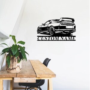 Custom Toyota Supra Metal Wall Art: JDM Racing Car Silhouette