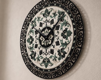 Metal Floral Wall Clock, Silent Quartz Movement, Elegant Home Decor