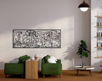 Abstract Picasso Metal Wall Art, Cubist Line Decor, Black Steel Hanging