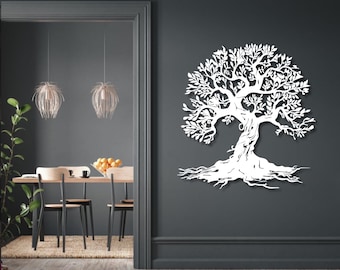 Steel Tree of Life Wall Art: Modern Nature-Inspired Metal Decor