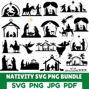 Nativity Svg Bundle,Nativity Scene SVG,Nativity Scene Clipart,Nativity SVG Bundle,Nativity Svg,Christmas SVG,Nativity Silhouette,Trendy Svgs