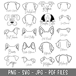 Dog Breed Ears SVG Bundle: Pet Silhouette Outline for Cricut