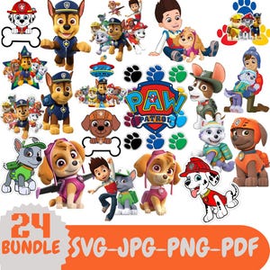 Welpen-Rettungsteam SVG Bundle: Cartoon Hund Clipart, Kinderparty druckbar