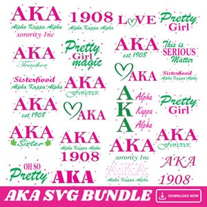 AKA Svg,Alpha Kappa Alpha Svg,sorority Svg,pink and green Svg,1908 Svg,Greek letter Svg,sisterhood files for Cricut,Clothing,Aka Svg,Aka Png