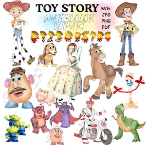 Watercolor Cartoon Character Clipart Bundle: Kids Party Printables (Digital Download SVG PNG JPG Files)