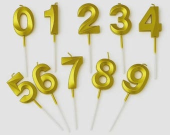 Gold 3D Number Birthday Candles