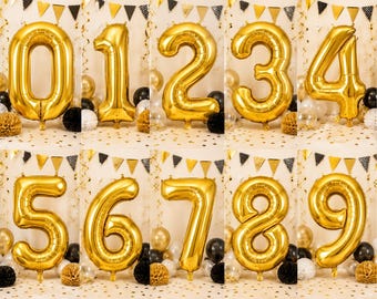 32 Inch Gold Number Foil Balloons 0-9 Birthday Party Decoration