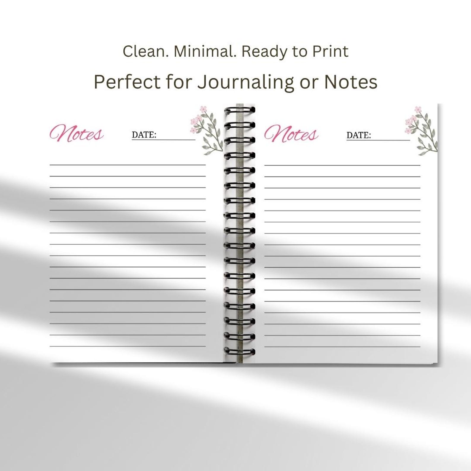 Floral Digital Notebook 6x8” – Printable Spiral Journal | 30-page PDF ...