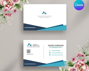 Modern Business Card Template, Professional Design (Canva Editable)