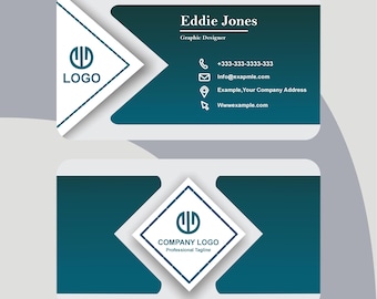 Modern Business Card Template, Editable Canva Design (Instant Download)