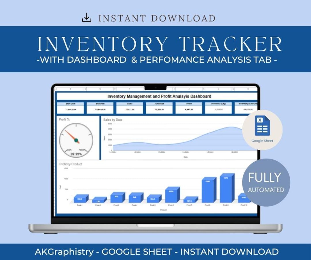 Google Sheets Inventory Tracker | Small Business Sales, Bill Planner ...