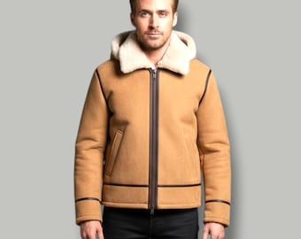 Handmade Sheepskin Aviator Bomber Jacket – Men’s Luxury Flight Pilot Style