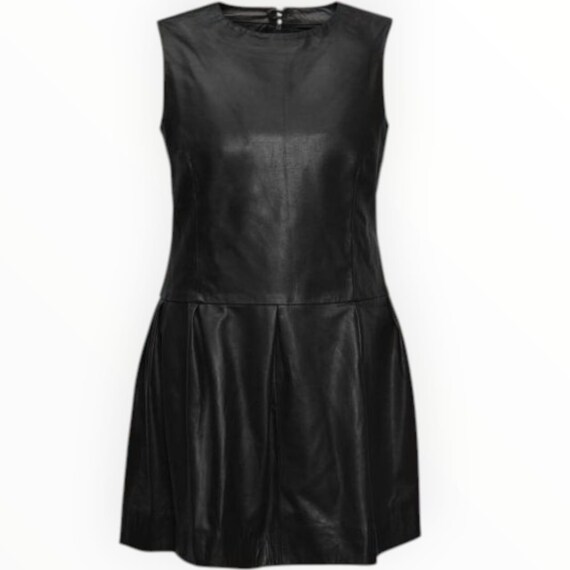 black leather flared dress Leather Flare Dress, Black