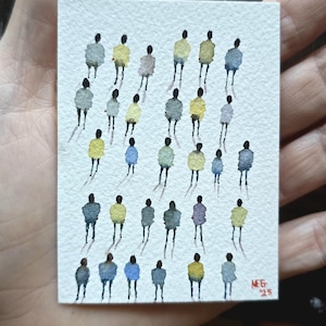 Like people, like plastic &quot;Miniature Watercolor Painting of People – Tiny Original Figurative Artwork – Small Handmade Portrait