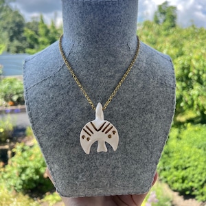 Luxury Ceramic Swift Necklace — Gold Hand-painted