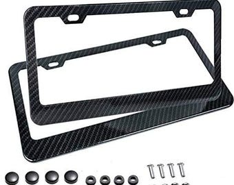 Black stainless steel license plate frame Carbon Fiber