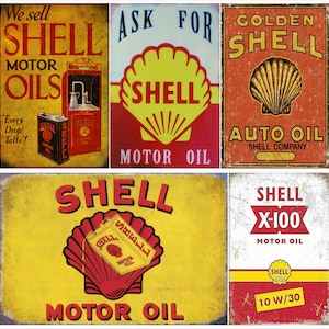 Fanion Vintage Shell – Jaune Et Rouge – Collection – Marque Pétrolière