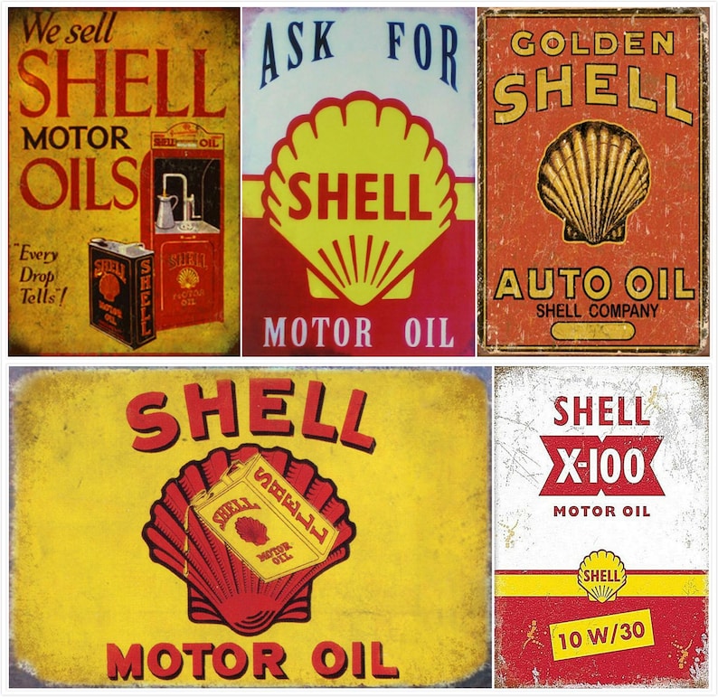 Tin Sign Vintage Shell Motor Oil Garage Wall Gas Station Man Cave Lusso ...