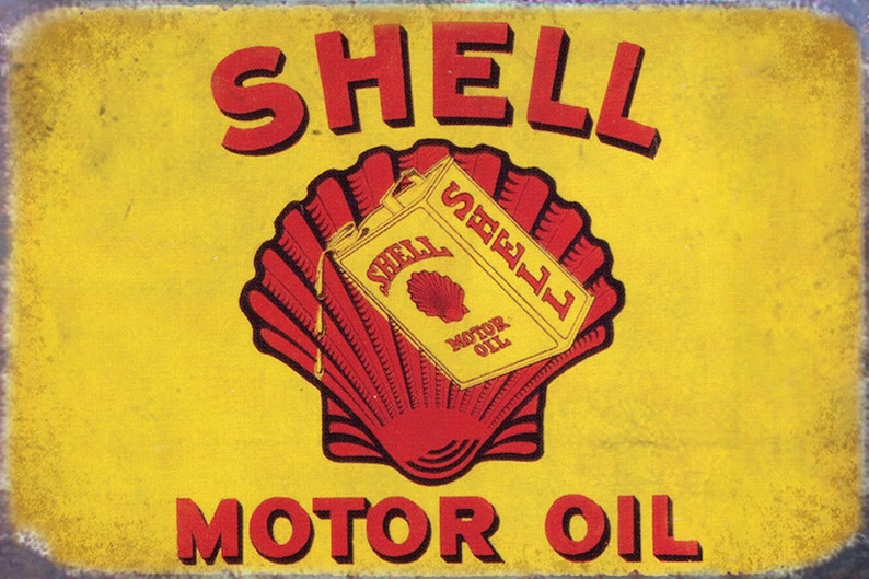 Tin Sign Vintage Shell Motor Oil Garage Wall Gas Station Man Cave Lusso ...