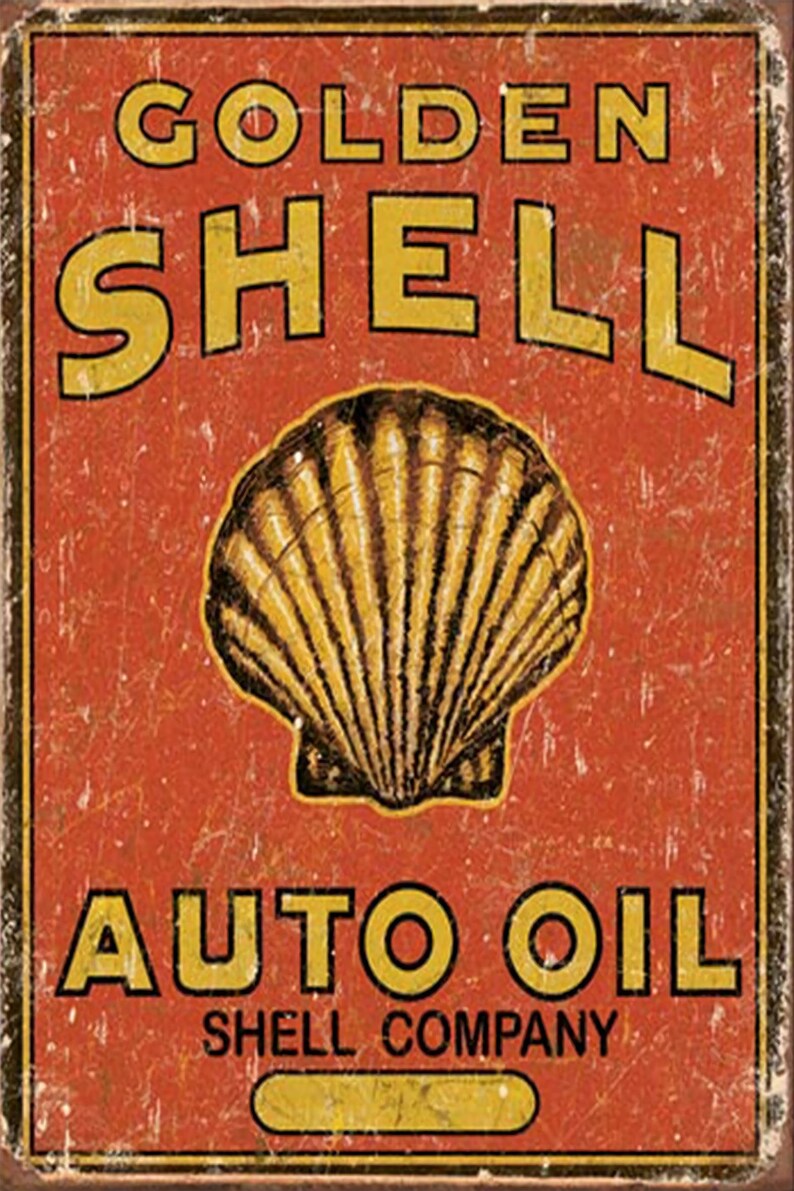 Tin Sign Vintage Shell Motor Oil Garage Wall Gas Station Man Cave Lusso ...