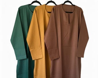 Men’s Minimalist Thobe | Plain Arabic Jubba | Loose Fit Long Middle Eastern Dress