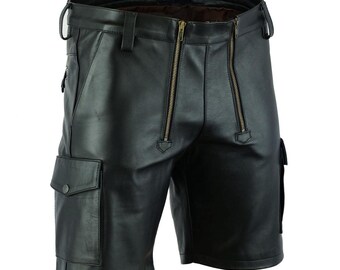 Carpenter Cargo Shorts aus echtem Leder für Herren - Chastity Design