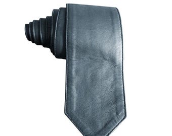 Men’s Skinny Leather Necktie – Handcrafted 100% Genuine Lamb Leather Tie