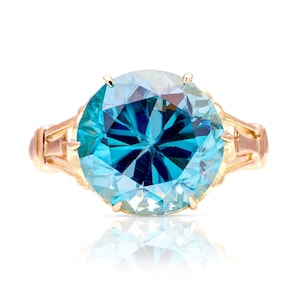 Antique Blue Zircon Single Stone Ring Circa 1900 | Solid Gold Vintage Style with Certificate Engraving and UPS Express Shipping