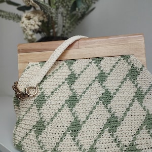 DIY Easy Handbag Lesson, Geometric Wooden Clasp Purse Pattern, Beginner Crochet Shoulder Bag PDF Tutorial, Boho Summer Clutch Making Guide
