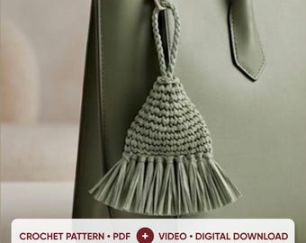 Häkelanleitung für einen Schlüsselanhänger (PDF) + Video-Tutorial, Bast-Taschenanhänger, Mini-Ohrhörer-Etui, Häkelbeutel zum Selbermachen