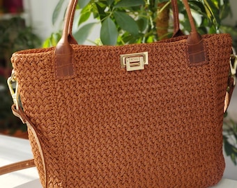 Bolso de mano fácil para el día a día, patrón sencillo de bolso bandolera, patrón de bolso cruzado de ganchillo en PDF, tutorial para principiantes para hacer un bolso de hombro con guía en vídeo.
